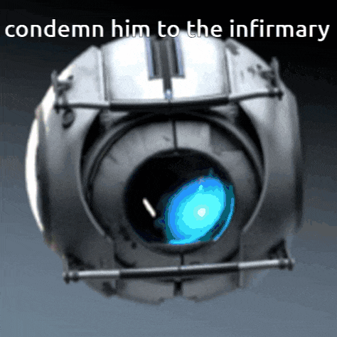 a picture of a robot with the words " condemn him to the infirmary "