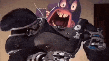 a cartoon character with a skull and crossbones on his arm