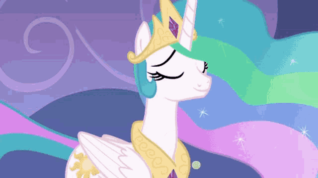 a cartoon of a unicorn with a crown on it
