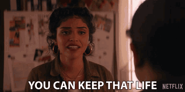 a netflix advertisement shows a woman talking to a man