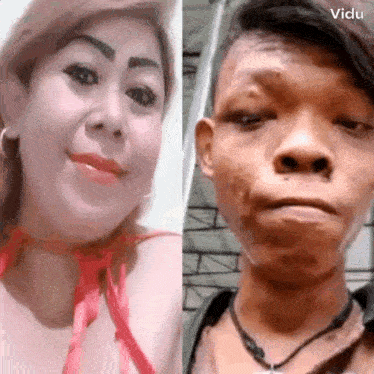 a woman and a man are standing next to each other .