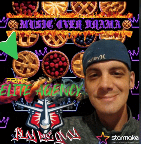 a man wearing a hurley hat is smiling in front of a pie background