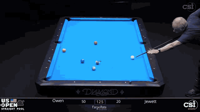 a pool table with a blue cloth that says diamond