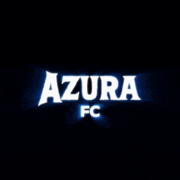 a colorful background with azura fc written in white