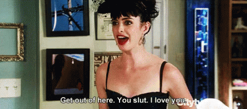 Talking To My Bff GIF - Dont Trust The B In Apartment23 Krysten Ritter Chloe GIFs