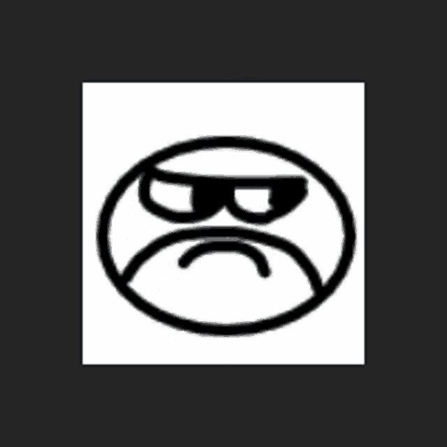 a black and white drawing of a sad face in a circle .