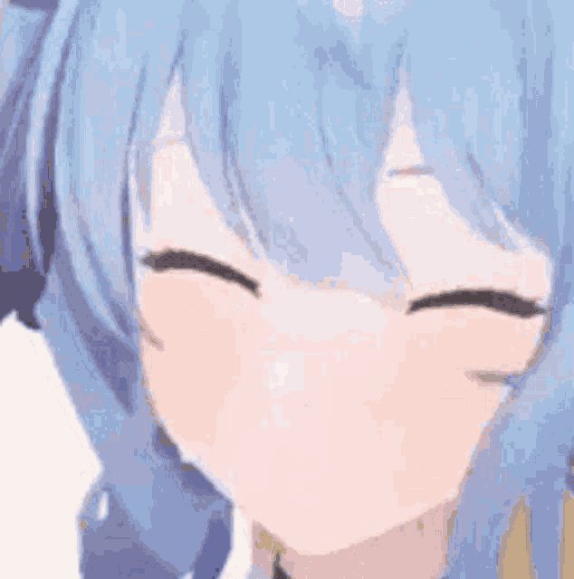 a close up of a 3d anime girl with blue hair and a cat ears .
