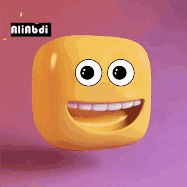 a cartoon smiley face with a purple background and a label that says aliabdi