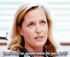 a close up of a woman 's face with the words that 's not so comfortable for you is it