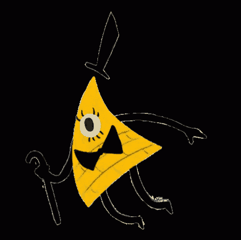 a drawing of bill cipher from gravity falls with arms and a top hat