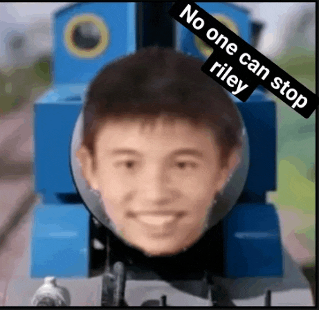 a blurry picture of a boy 's face with the words no one can stop riley written on it