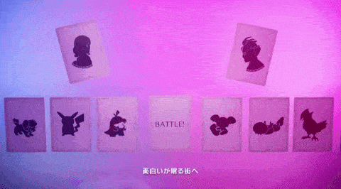 a purple background with a lot of cards on it