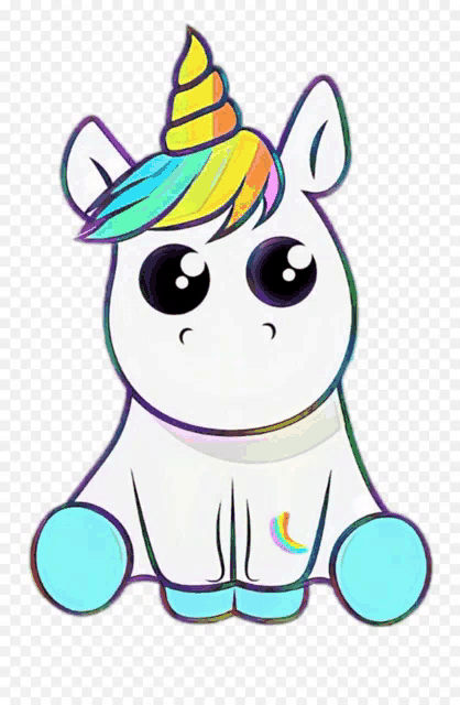 a drawing of a unicorn with a rainbow mane and tail