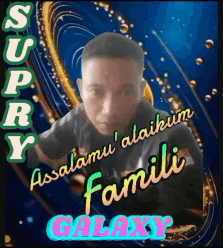 a picture of a man with the words super galaxy on the bottom