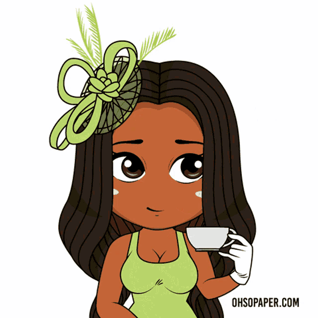 a cartoon of a woman holding a cup with ohsopaper.com in the corner