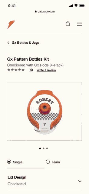 a phone screen shows a gatorade bottles and jugs kit