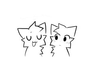 a black and white drawing of a cat saying i 'm so in love