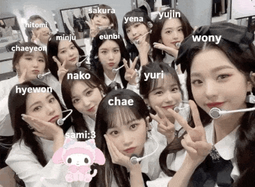 a group of girls are posing for a picture and their names are listed below them