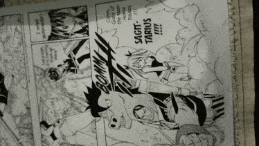 a page from a comic book shows a man and a woman standing next to a horse named sagittarious