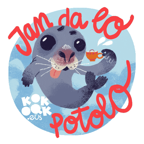 an illustration of a seal with the words jan da lo potolo in red letters