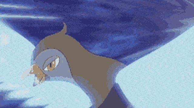 a pixel art drawing of a bird flying in the air