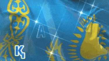 a blue and yellow flag with the letters k and k3a