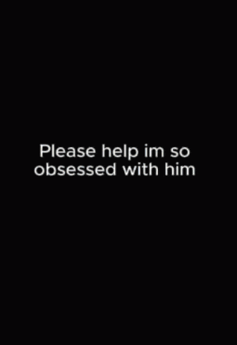 a glowing cube with the words " i 'm so obsessed with him " written on it