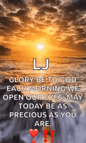 a picture of a waterfall and the words glory be to god each morning we open our eyes