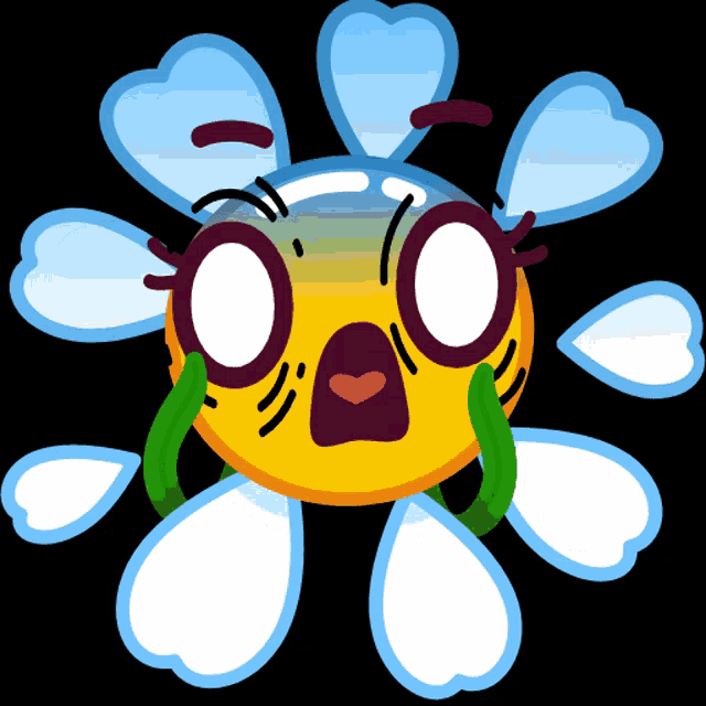 a cartoon illustration of a flower with tears coming out of it 's eyes