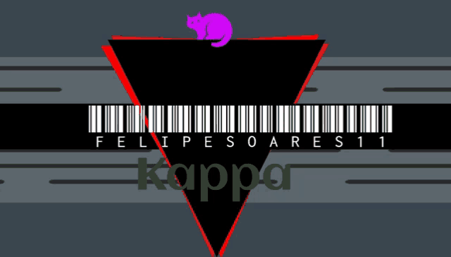 a purple cat sits on top of a black triangle with the words felipesoares11 kappa on it
