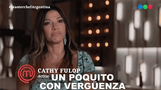 a woman named cathy fulop appears on a masterchef argentina advertisement