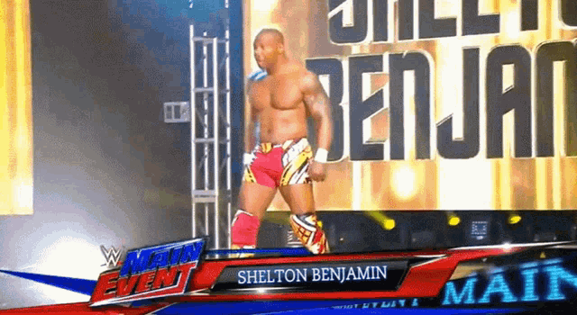 a wrestler named shelton benjamin is walking down a ramp