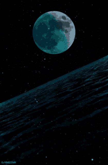 a painting of a full moon with the name gamecovr on the bottom right