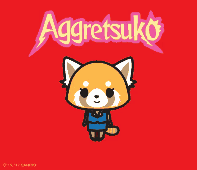 a cartoon of a red panda with the words aggretsuko written above it
