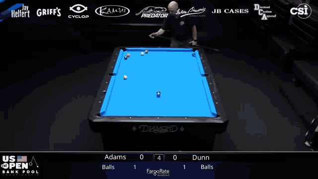 a pool table with a blue cloth sponsored by diamond