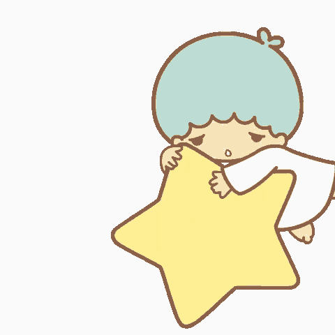 a cartoon of a little twin stars character holding a yellow star .