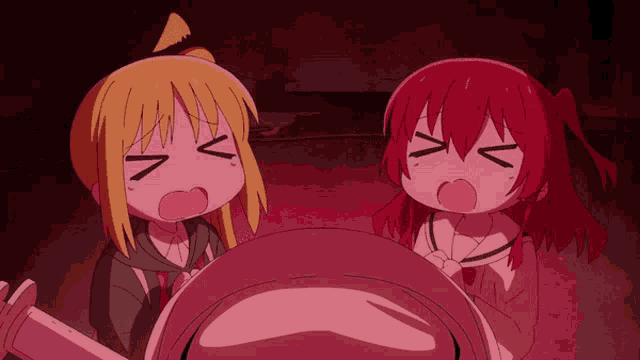 a couple of anime characters with their mouths open