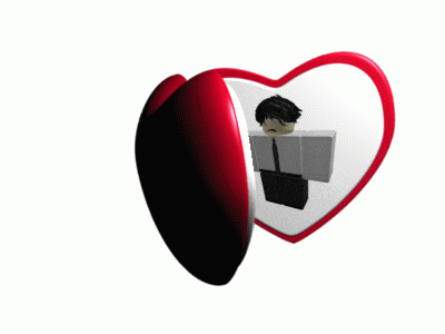 a white heart with a red border has a picture of a man on it