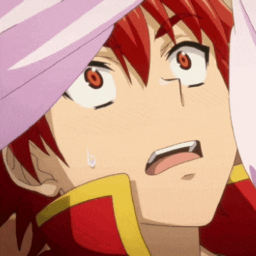a close up of a red haired anime character