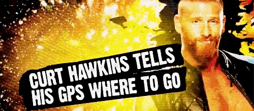 curt hawkins tells his gps where to go with a man in the background