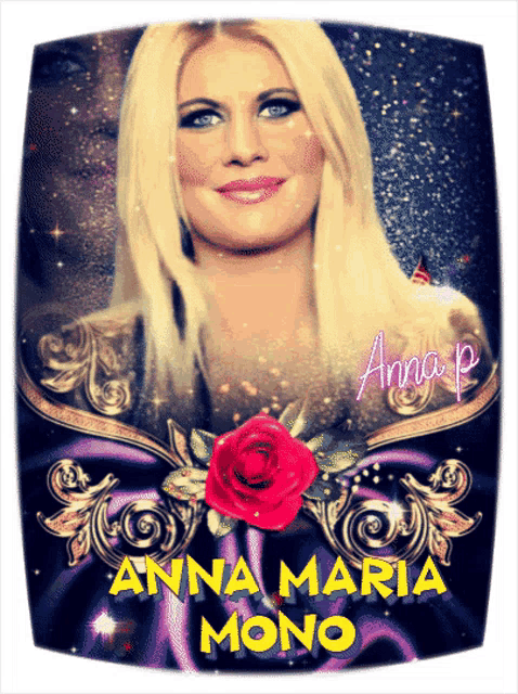 a picture of anna maria mono with a red rose on it