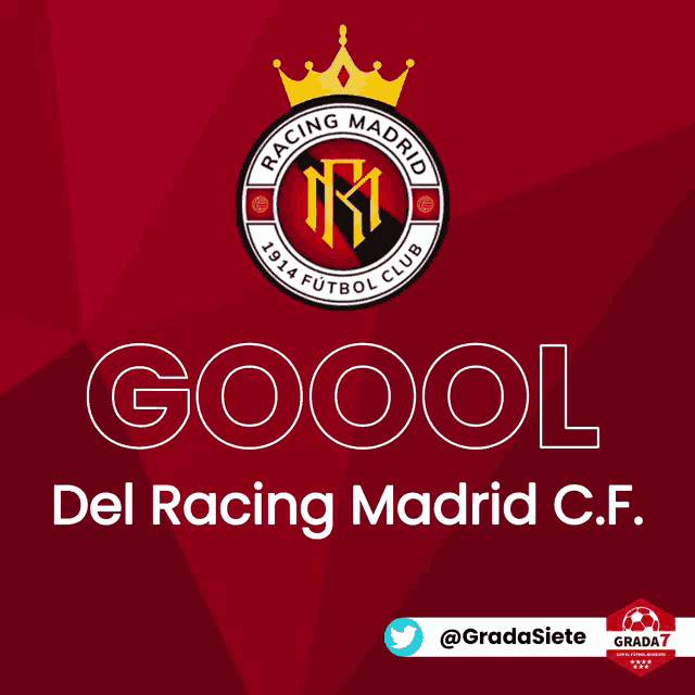 a logo for del racing madrid c.f. with a crown on it