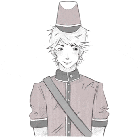 a drawing of a man with a hat on