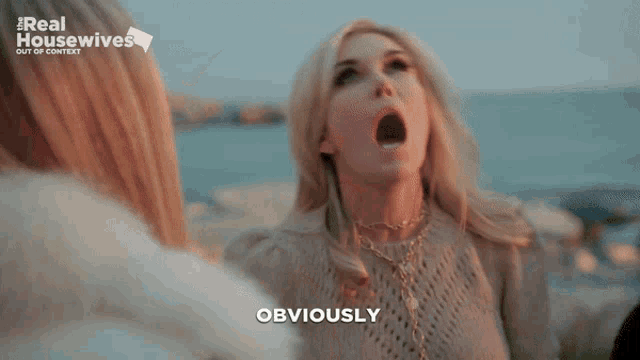 a woman with her mouth open says obviously in a real housewives ad