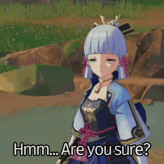 a girl in a video game is asking if she is sure