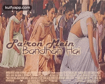 a movie poster for raikon mein bandhan hai shows a group of women kneeling down .