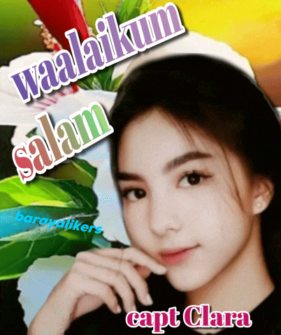 a picture of a woman with the words waalaikum salam and capt clara on it