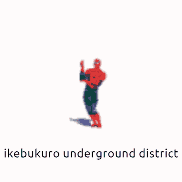a drawing of a spiderman with the words ikebukuro underground district below it