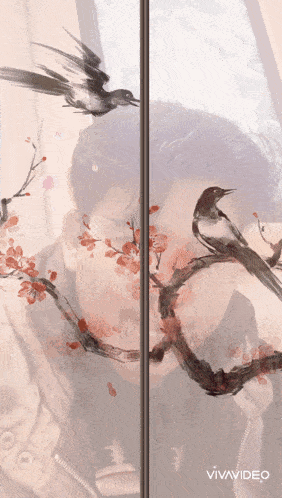 a painting of a man and a bird with the words vivavideo below