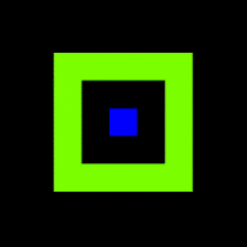 a green square with a blue square in the center